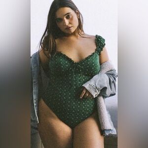 Alpine Butterfly Elle One-Piece Eyelet Swimsuit in green color Size 2X